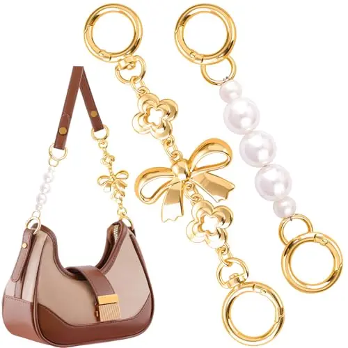 A11 2Pcs White Pearl and Bow Bag Extende