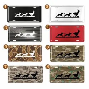 Hunting Dogs Chasing Deer License Plate, Hunter Dog Vanity Plate, Camo Hunting Car Tag, Outdoor Hunter Auto Plate, Gift for Deer Hunter