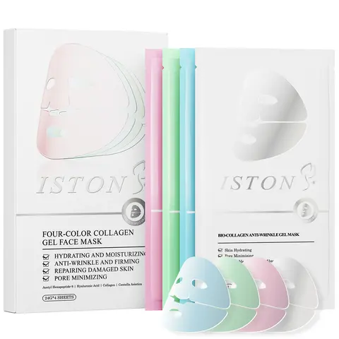 ISTON 4-Color All-In-1 Collagen Hydrogel Mask & Night Cream Combo - Non-Toxic, Deep Moisturizing, Skin Repair, Firming, Anti-Aging, Dullness Improvement, Centella Soothe, For All Skin Types (1-Hour Gel Mask for Night Routine)