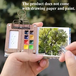 Wooden Paint Palette with 8 Compartments, 1 Count Portable Paint Mixing Palette, Art Supplies for Home School Office, Art Craft Supplies