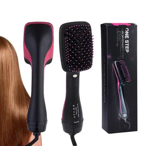 2 in 1 Hair Dryer Brush & Straightener Brush, Hair Dryer and Styler, Negative Ion Blow Dryer Brush, Hot Air Brush Detangles, Dries, Smooths, Reduce Frizz & Static