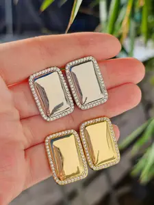 18k gold plated rectangle earrings