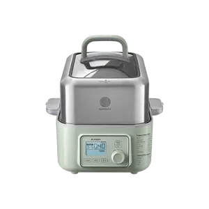 BUYDEEM G563 5L Smart Electric Steamer Pot with Rapid Steam, Keep Warm, Timer - Perfect for Stewing, Steaming, Gifts (Shallow Fir Green)