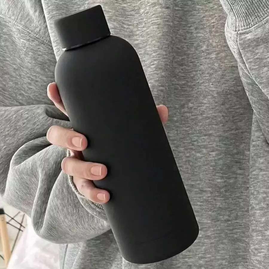 500ML Stainless Steel Thermal Vacuum Insulated Water Bottle Flask, Matte Anti-Hot Outer Layer, Portable Outdoor Sports Cup, Travel Gift, Fashion Car Accessory, Drinkware