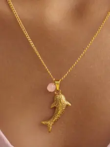 Women's Stainless Steel Shark Pendant Necklace, Ocean Theme, Unique Natural Stone, Casual Style, Mother's Day Gift, All Seasons