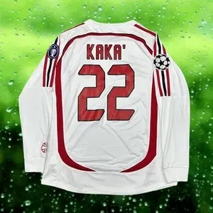 2006 2007 Milan Away Retro White No.22 Kaka Long Sleeve Soccer Jersey