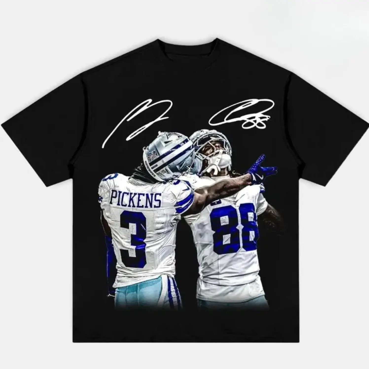 Unisex Pickens X CeeDee "WE DEM BOYZ" Bold Print Graphic T-Shirt - Men's Shirts Graphic Tee, Breathable Cotton Short-Sleeve, George Pickens & CeeDee Lamb Dallas Football Fan Top, Heat Transfer Game Day Streetwear