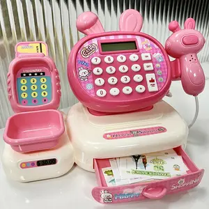 Kids Cash Register Toy, Realistic Supermarket Simulation Checkout Counter, Educational Pretend Play Money Management Game for Children, Pretend Play Set