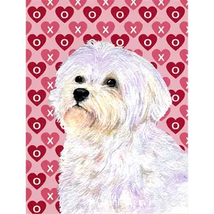 212 MAIN 11x15 In. Double-Sided Maltese Hearts Love Valentine’s Day Portrait Garden Flag, 100% Polyester Fade-Resistant Home Improvement Garden Decor Supply
