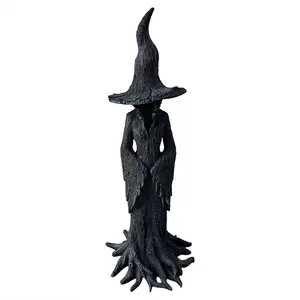 Cracker Barrel Witch Statue, 2025 New Gothic Halloween Resin Figurine, Artistic Mysterious Statue Fantasy Desktop Ornament Home Decorations