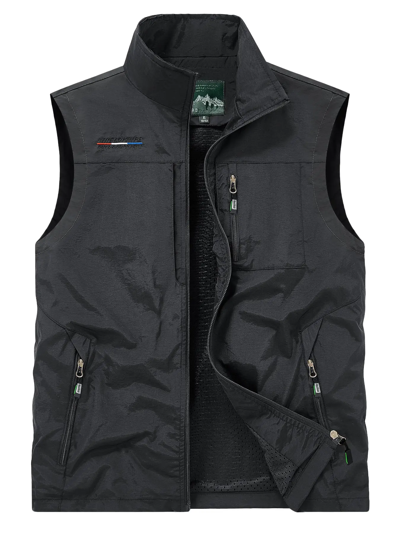 Lightweight Quick Dry Utility Embroidery Menswear Street Style Vest Tops for Men | Multi Pocket Sleeveless Windbreaker Gilet | Outdoor Hiking Fishing Casual Waistcoat