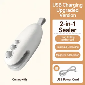 2 in 1 Mini Sealer and Cutter, Portable USB Rechargeable Snack Sealing Machine, Handheld Heat Seal Device for Food Preservation Handled kitchen gadgets