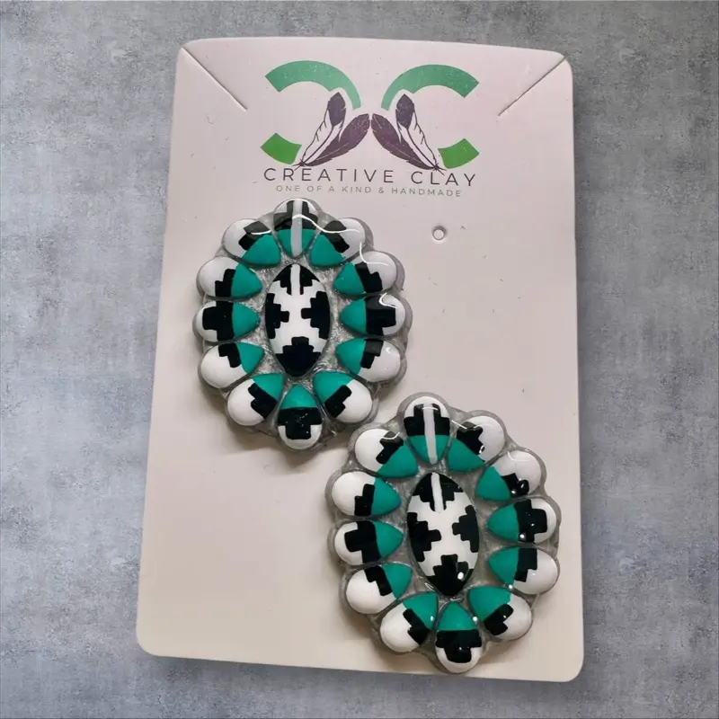 Teal Navajo Basket Squash Blossom Clusters | Handmade by [Creative Clay]