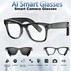 Smart Glasses Video Glasses Smart Eyewear with Camera First Person View Recorder HiFi Music Calls UV Blue Light Block AI Translator for Men Women - Wearable