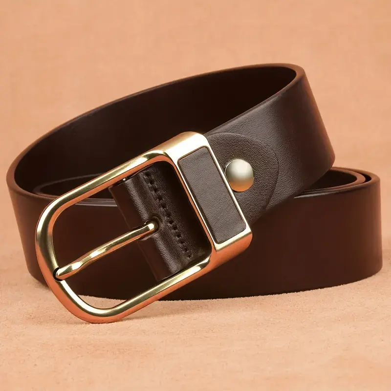 TINIDI Men's Classic Belt - PU Leather Business Waist Accessory with Alloy Shaped Buckle, Suitable for Casual & Formal Wear, Dry Clean Only, Ideal Gift for Men (Brown)