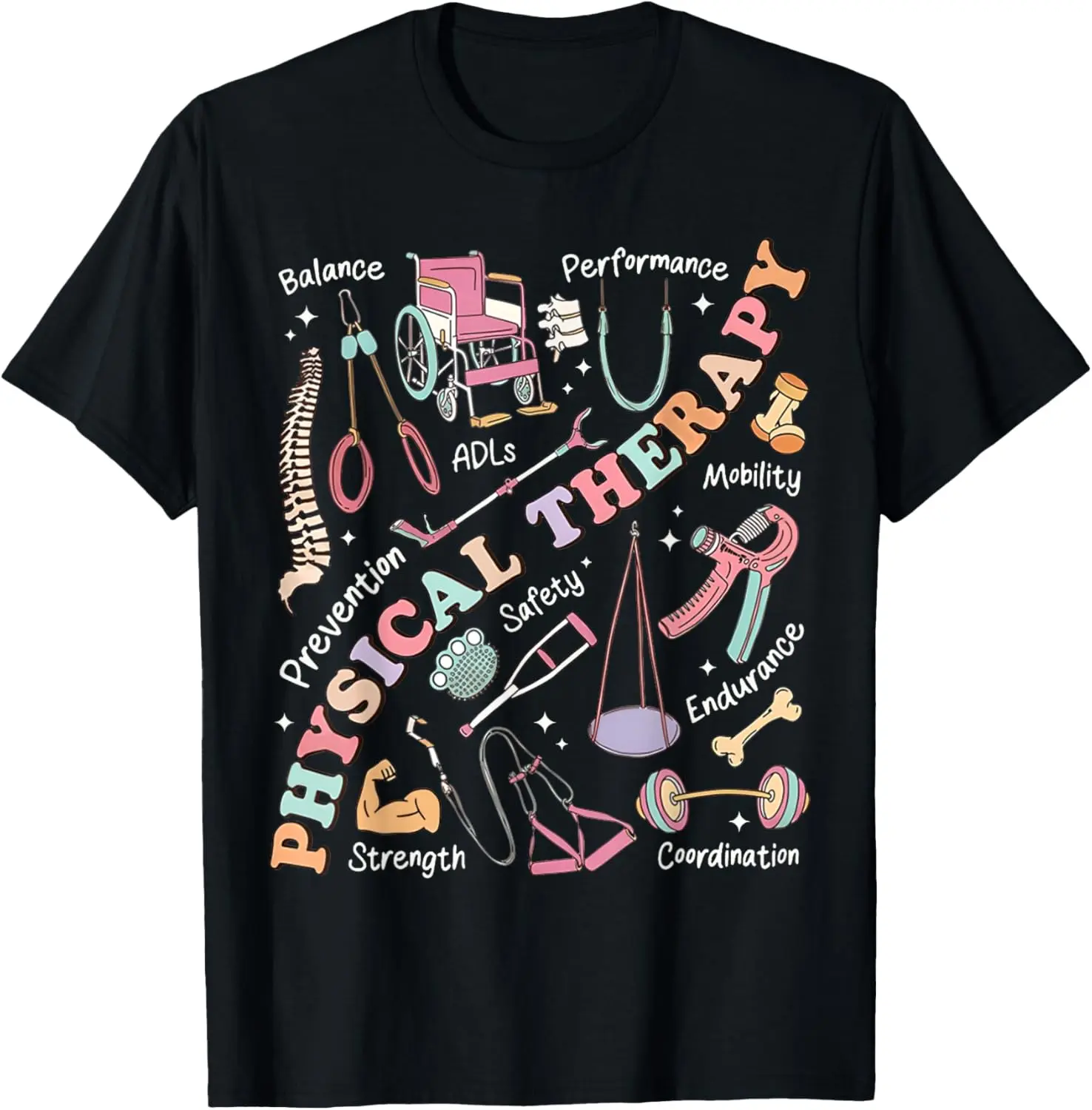 100%cotton Retro Groovy Physical Therapy PT Exercise DPT Therapist PTA T-Shirt Top Casual
