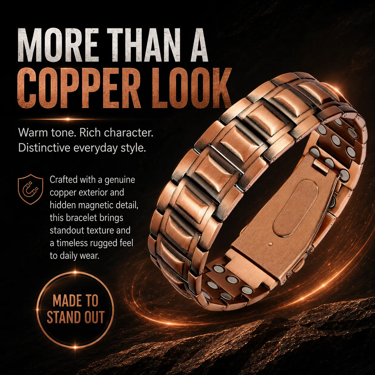 Copper Bracelet for Men, 3X Ultra Strength Magnetic Bracelets, 99.99% Pure Copper with 3500 Gauss Neodymium Magnets, Adjustable Hypoallergenic Bracelets Target Valentines Day 2026 Wearable Wearable