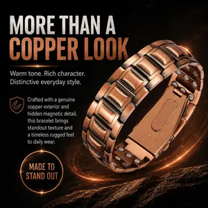 Copper Bracelet for Men, 3X Ultra Strength Magnetic Bracelets, 99.99% Pure Copper with 3500 Gauss Neodymium Magnets, Adjustable Hypoallergenic Bracelets Target Valentines Day 2026 Wearable Wearable