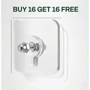 Buy 16 Get 16 Free!No Nail Adhesive Picture Hangers| Invisible Wall Mount Screw Hooks (32 Pack)