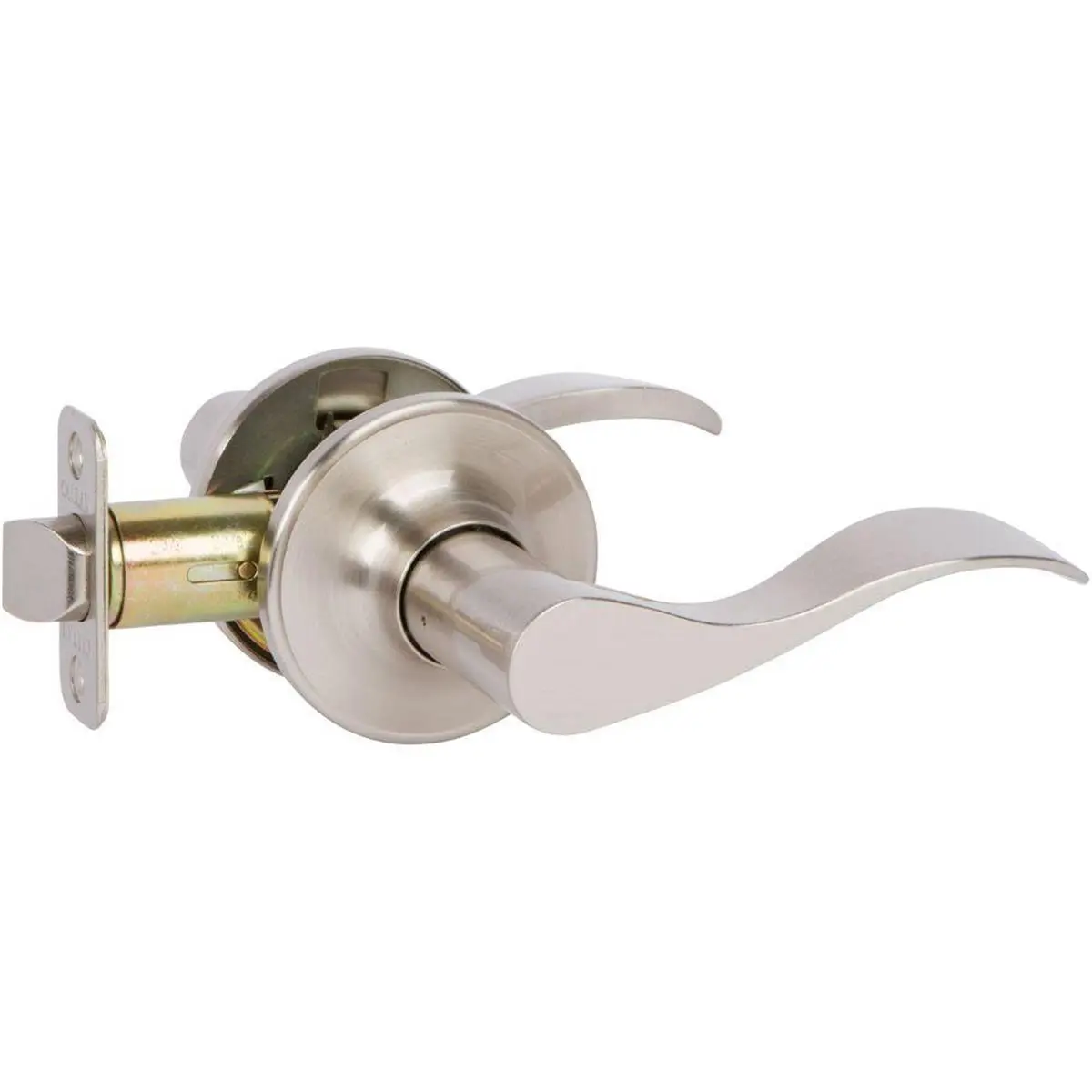 212 MAIN Delaney Polished Brass Passage Lever Door Hardware - Reversible Metal Wave Handle, Interchangeable Knob, ANSI-Standard Door Locks, Passage Lock Mechanism