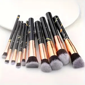 Marble Pattern Makeup Brush Set, 10pcs/set Professional Face Makeup Brushes with Soft Bristles, Makeup Tool for Beginners, Makeup Brush Kit