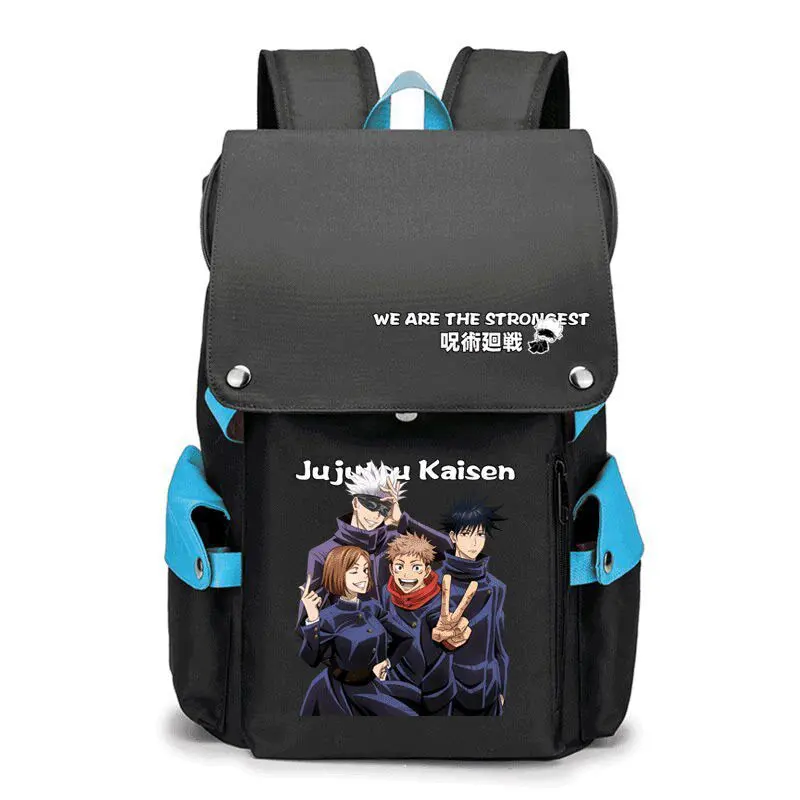 Anime Graphic Flap Backpack, Contrast Color Casual Daypack, Multi Pocket Outdoor Travel Rucksack for Daily Use