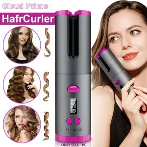 Rechargeable Cordless Curling Iron, Effortless Precision Curls, 6 Heating & Timer Settings, Fast Heating, Auto Shut Off, Suitable for All Hair Types