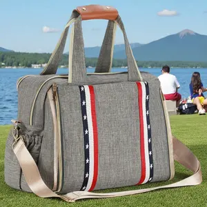 Large Capacity Oxford Cloth Tote Bag, Unisex Shoulder Handbag with Multi-Pockets, Spacious Weekender Bag for Travel, Gym, Daily Use