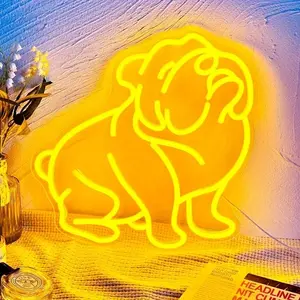 1pc British Bulldog Neon Light, Multipurpose Decorative Wall Mounted Lights, USB Powered