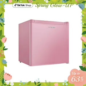 Upstreman mini fridges 1.7 Cu.ft with Freezer Pink FR17 Adjustable Thermostat Energy Saving Low Noise Single Door Compact Refrigerator for Dorm Office Can Bedroom