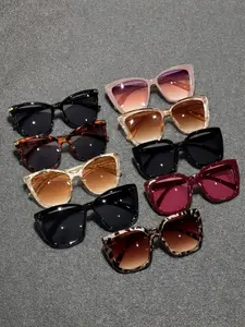9 Pairs Fashion Large Frame Cat Eye Sunglasses Set, Uv400 Protection, Flattering Face Shape, Ideal for Daily Commute, Street Style, Vacation, Dates, Uv Blocking Sunglasses