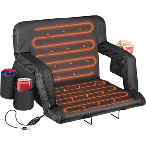 Segawe 25-in Heated Stadium Seats for Bleachers with Back Support & Wide Cushion Portable Bleacher Seat Foldable Stadium Chair