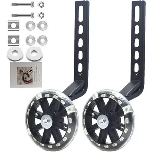 Flash Training Wheels for 12 14 16 18 20 Inch Bike，Training Wheels for Kids Bike is Heavy Duty.Bicycle Training Wheel is Suitable Single Speed Bike (Black)