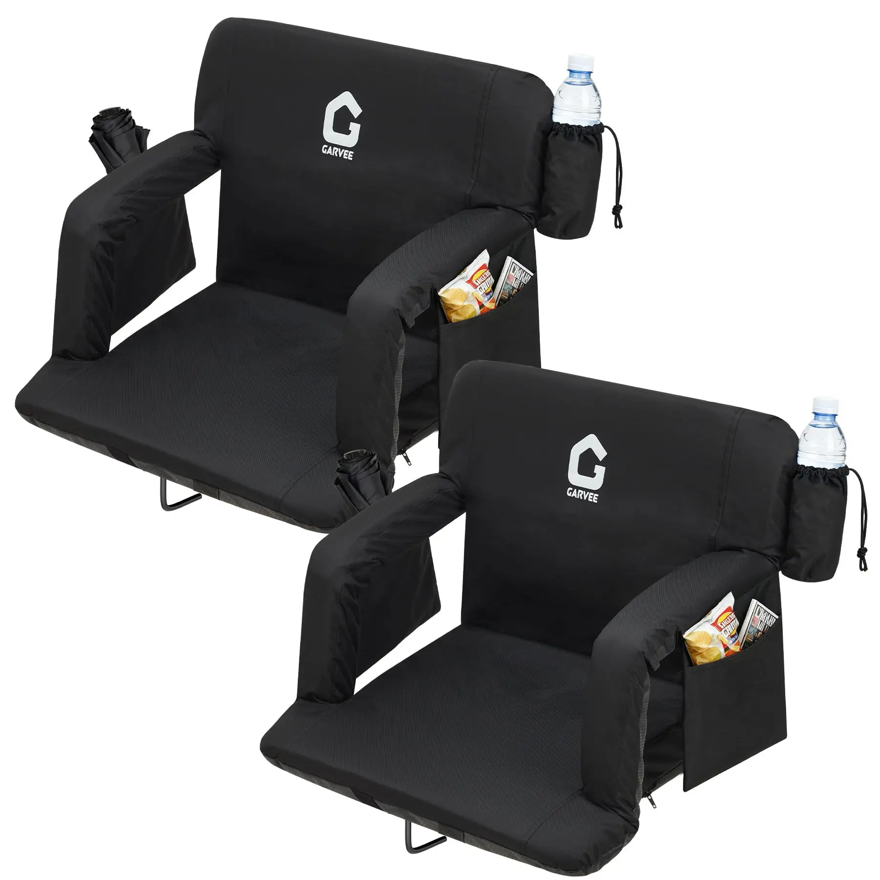 Gaomon Extra-Wide Stadium Seat, Space Saving Oxford Fabric Foldable Chair with Adjustable Arms, Back Support & 6 Reclining Angles for Bleachers & Concerts, Foldable Chairs, Space Saving Furniture, Dual Straps