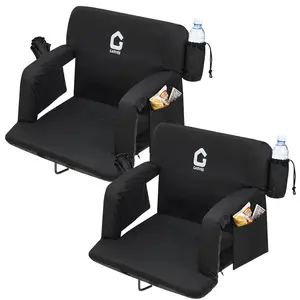 Gaomon Wide Bleacher Stadium Seat - 6 Positions Adjustable, Armrests, Cup Holder, Portable Seat Cushion, Oxford Fabric Thick Cushion, Large Pockets, Adjustable Size, Fits Most Users for Outdoor Sports, Concerts