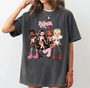 Vintage Y2k Cute Bratz Dolls Graphic T-shirt, World Tour, Gym Tshirt, Cartoon Character Shirt, Fitness Workout Tee, Gift For Her Top Womenswear Summer