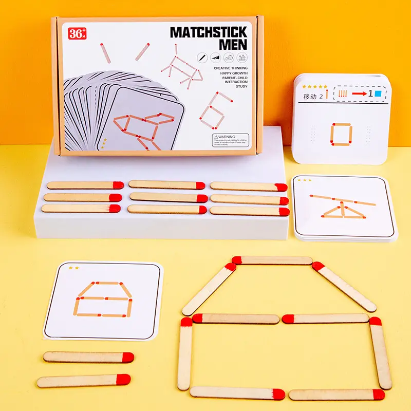 Kids Logical Thinking Matchstick Game, Math Geometry Match Moving Puzzle, Concentration Training Educational Toy, Progressive Difficulty Board Game,  Birthday Gift for Boys Girls
