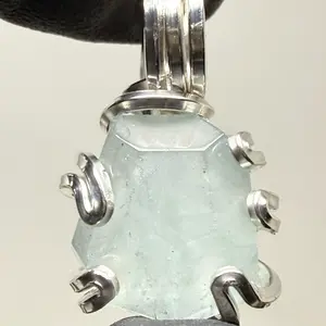 Clear Communication Aquamarine SS PENDANT Artisan Crafted Unique Design Speak Your Heart Calming Energy Anniversary Auspicious Birthday Daily Engagement 925