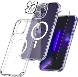 Entronix Case for iPhone 17/16/15/14/13/12/11 Air/Plus/Pro Max - Magnetic Clear Case, 1 Clear Screen Protector & 1 Camera Lens Protector, Accessories