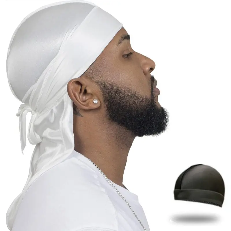 2PCS Durag for Men Wave Cap Satin Dorag for Men Women 360 Wave Head Wrap Hairwraps Headscarf Hair Scarves