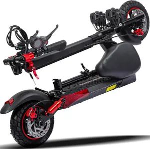 Adult Folding Electric Scooter - 800W Peak Motor, 48V 15Ah Battery, 26 mi Range, 28 mph Speed, 10" Self-Sealing Vacuum Off-Road Tires, Brake System & Suspension, 330 lbs Load Capacity, Detachable Seat