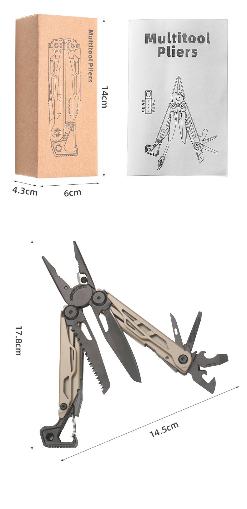 Multitool, 25-in-1 Stainless Steel Multi Tool Pliers with Self-Locking, Pocket Knife, Nylon Sheath, Professional (EDC) Multi-Tool for Survival, Camping and Hunting, Hiking removable clip