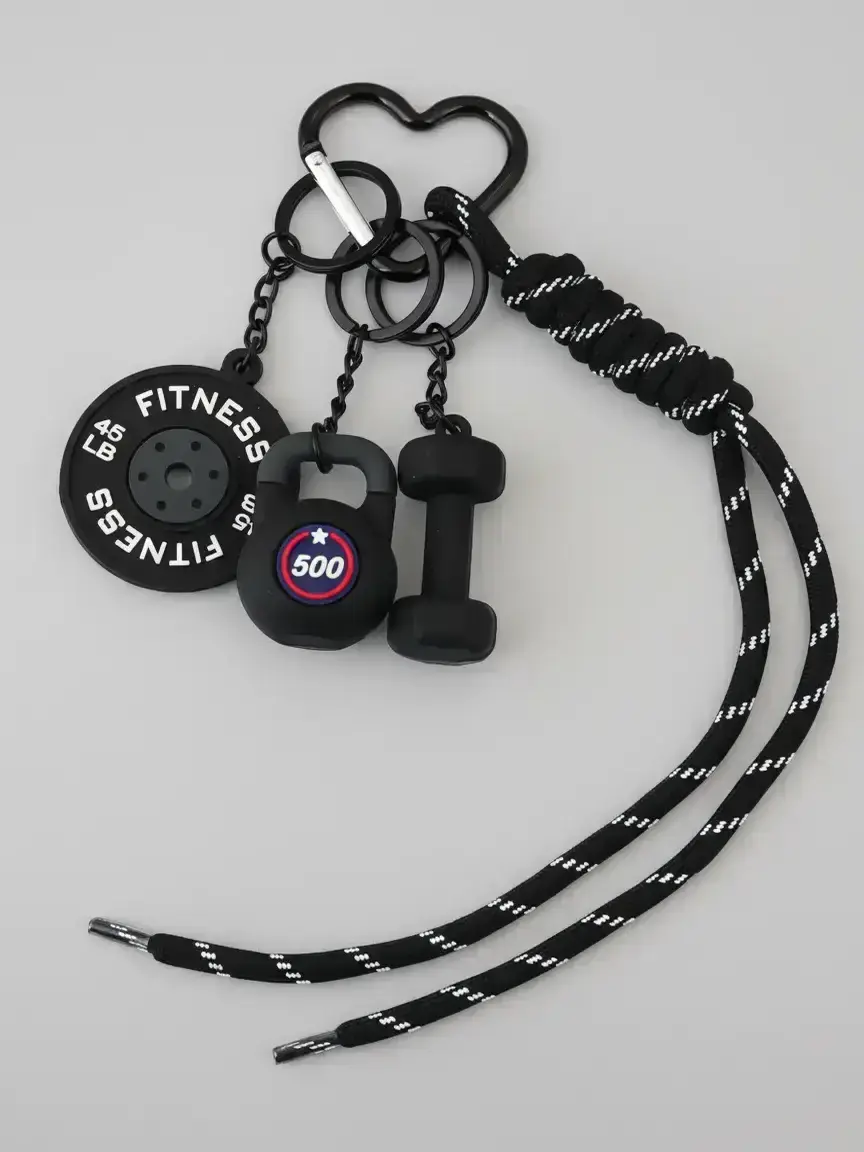 Gym Dumbbell Barbell Kettlebell Keychain Keyring, Portable Keychain Wristlet, Fitness Accessory for Gym Bags & Backpacks, Stylish & Functional Design, Perfect Gift for Workout Enthusiasts
