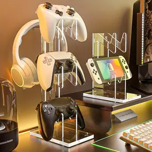 Acrylic Game Controller Stand - Desktop Display Holder for Game Controller&Accessories, Portable Clamp Design for Office Desk Organization, Console Controller Accessories