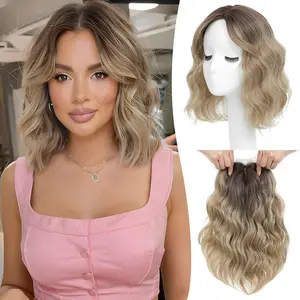 Ms Taj 11 Inch Short Wavy Hair Topper for Women with Thinning Hair, Natural Synthetic Lightweight & Breathable Hairpiece with 6.5"x6.5" Base, Instantly Adds Volume and Coverage