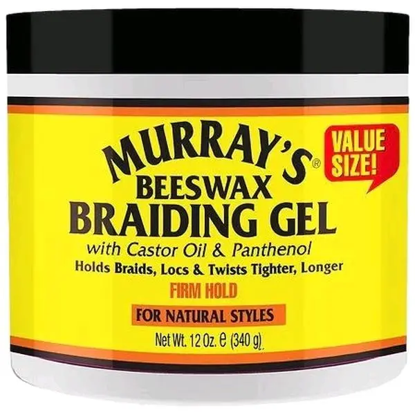 Murray's Beeswax Braiding Gel 12 OZ with Castor Oil & Panthenol for Hold, Tighter, Longer Braids, Locs & Twists - Haircare