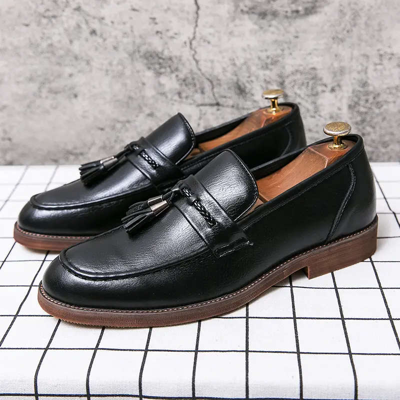 Men's Tassel Loafers, Slip On Moc Toe Shoes with Braided Detail and Round Toe, Lightweight with a Flexible Rubber Outsole, Dress, Casual, Old Money, Formal, Ankle, Footwear, Business Casual Loafers, Plain, All Season, Rubber Sole, Tassel Design Loafers, S