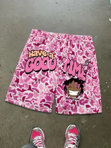 Unisex's Cartoon Graphic Print Shorts, Regular Fit Casual Street Shorts for Summer, Beach Shorts, Men's Bottoms for Daily Wear, Casual Fitted Shorts