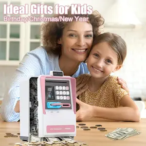 Atm Bank Coin Bank, Password Access, Automatic Roll Machine, Electronic Savings Box, Smart Money Box, Gift for Kids Birthday Halloween Christmas, Money Safe Box, Cash Coin Jar
