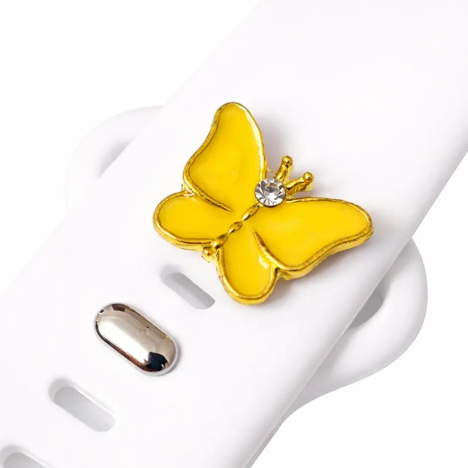 Yellow Butterfly Watchband Jewelry Charm Snap-On for Apple Fitbit Galaxy Garmin Watch Bands Comfortable & Stylish Accessory